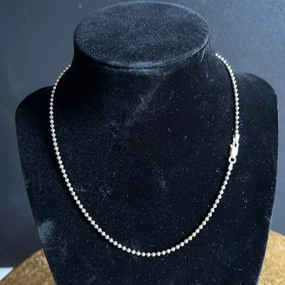 Vintage Sterling Silver 16 inch Bead Ball Chain Necklace Stamped Lobster Clasp - Picture 1 of 4